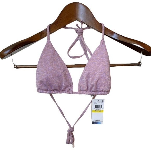 SOLD❗️Pink Bikini Isabella Rose Quartz Metallic Halter Marseille Triangle Top - Picture 2 of 9